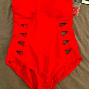 Red Carmen Marc Valvo one piece swimsuit NWT